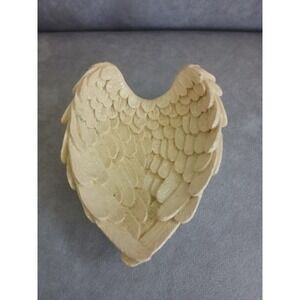 AngelStar 2003 Angel Wings Trinket Dish Cream Resin Glitter Decorative Bowl